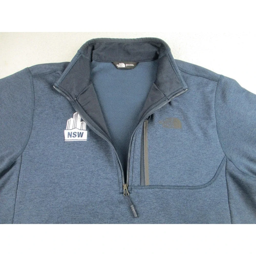 North Face Pullover Mens Large Blue‎ NSW Embroidered 1/4 Zip Fleece Outdoor L